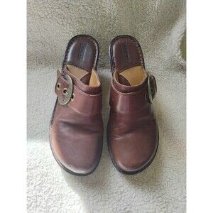 Born Brown Leather Clogs Buckle Accent Comfortable Slip On Shoes Sz 9 lagenlook